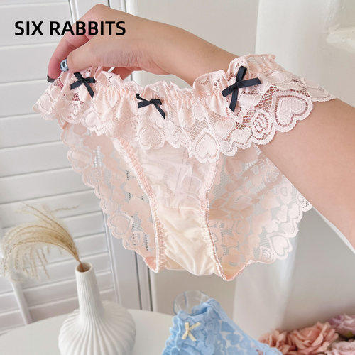 六只兔子法式性感蕾丝低腰三角裤