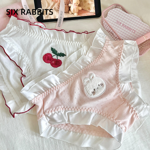 性感蕾丝中腰三角裤 六只兔子内裤 女纯棉底裆日系可爱蕾丝少女短裤