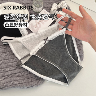 六只兔子内裤 性感高开叉腰头 女棉质透气低腰纯欲火辣女士三角裤