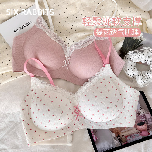 六只兔子小胸聚拢无痕甜美风文胸