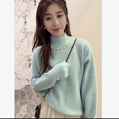 女秋冬2025新款 不起球韩版 重工钉珠针织打底衫 套头气质毛衣