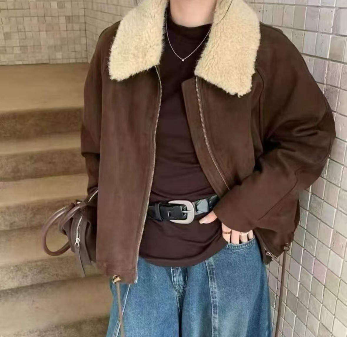 2025秋冬新款韩版宽松显瘦百搭拼接毛领棉服女短款棉衣外套潮