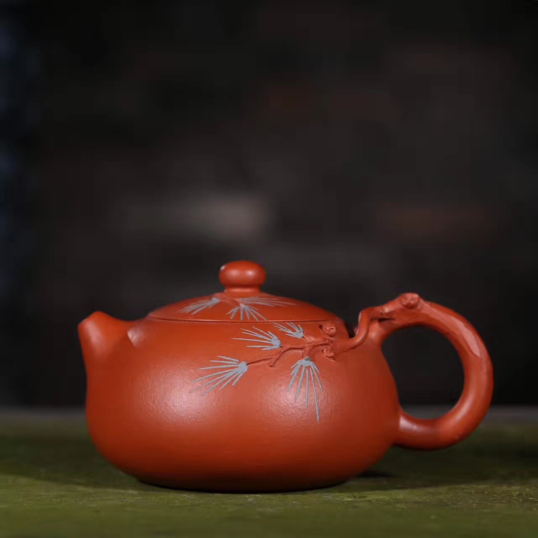 江苏宜兴紫砂壶纯手工松柏西施精品朱泥小品款230CC经典黄金容量