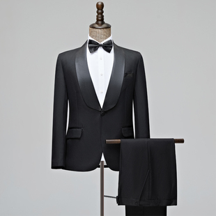 黑色男士西服套装青果领主持人礼服舞台合唱团青年学生演出服男装