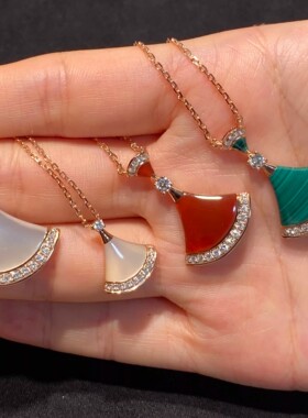 明星同款小扇子项链女18K不掉色