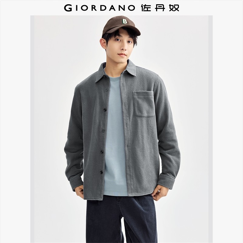 佐丹奴衬衫男装摇粒绒单口袋针织长袖休闲衬衫外套 01044867,男装,衬衫,淘宝优惠券,粉丝福利购,淘宝优惠卷