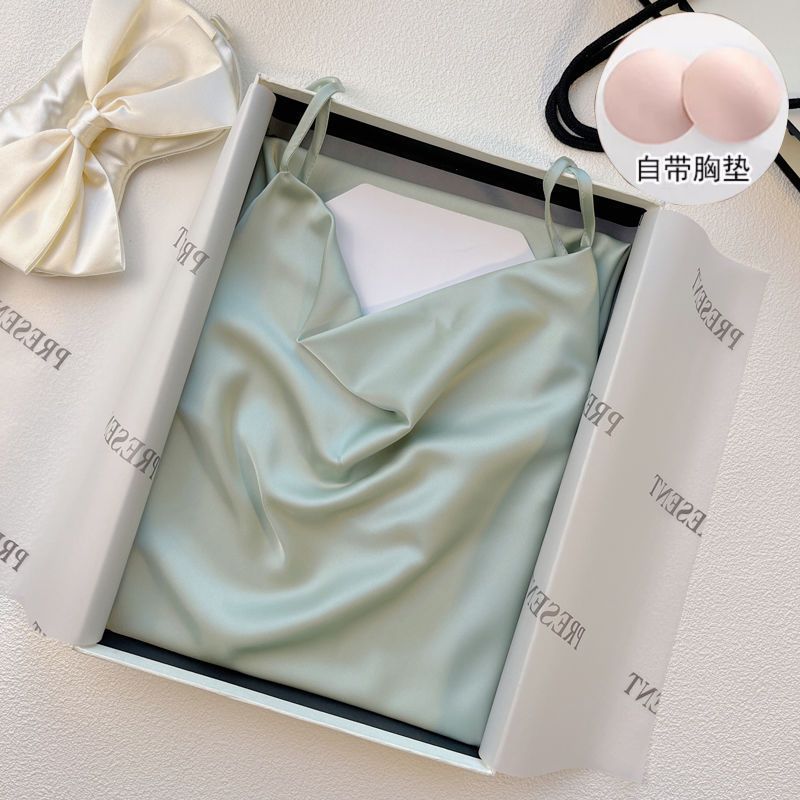 《厂家直销》美衣女夏季薄款牛油果带胸垫美裙无痕冰丝凉爽吊带裙