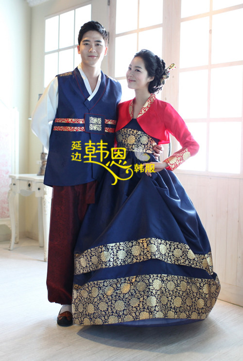 韩国原装进口面料/新娘新郎婚礼韩服/情侣韩服/结婚礼服HE-QL1108