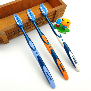 青蛙牌牙刷629A正品 中毛中性毛波浪型软毛大人家用实惠家庭中硬毛