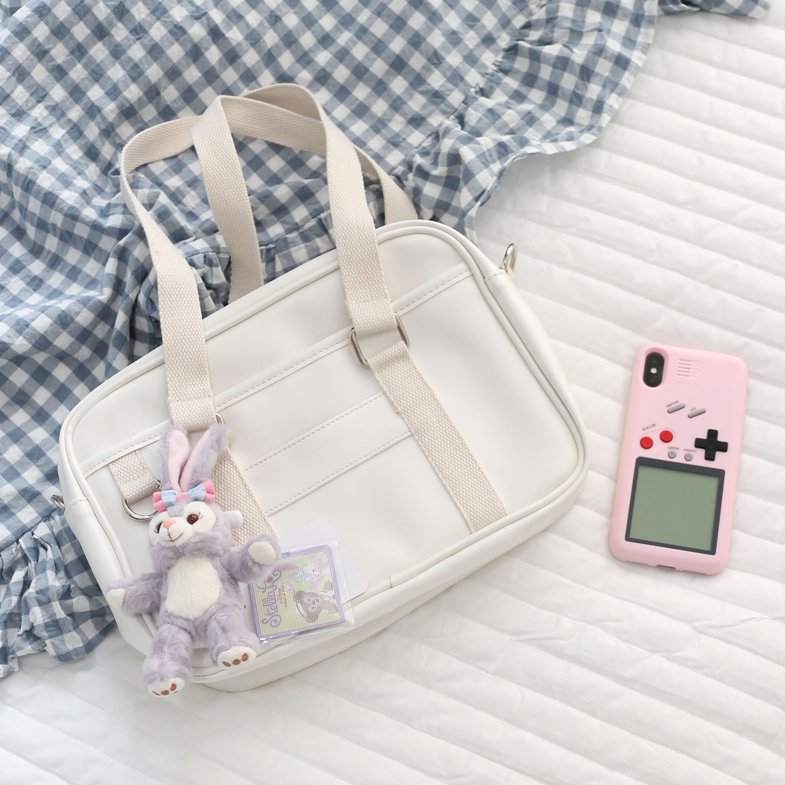 pu工作室小清新风斜挎jk制服包