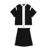 23夏新款潮流时髦个性华夫格撞色双开拉链韩版休闲套装CF14-P125，男装休闲套装，星座1304（原C205）