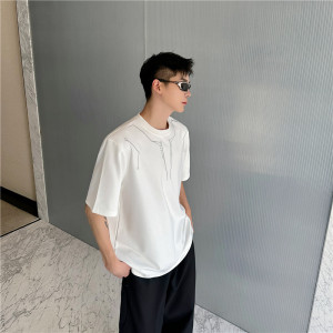 24年夏季新款潮流时髦个性银色刺绣装饰小众设计感T恤男女D46-P70图片