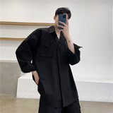 21春夏新款个性心机设计折叠多层口袋宽松休闲文艺衬衣S126-P75，男装衬衫，星座1304（原C205）