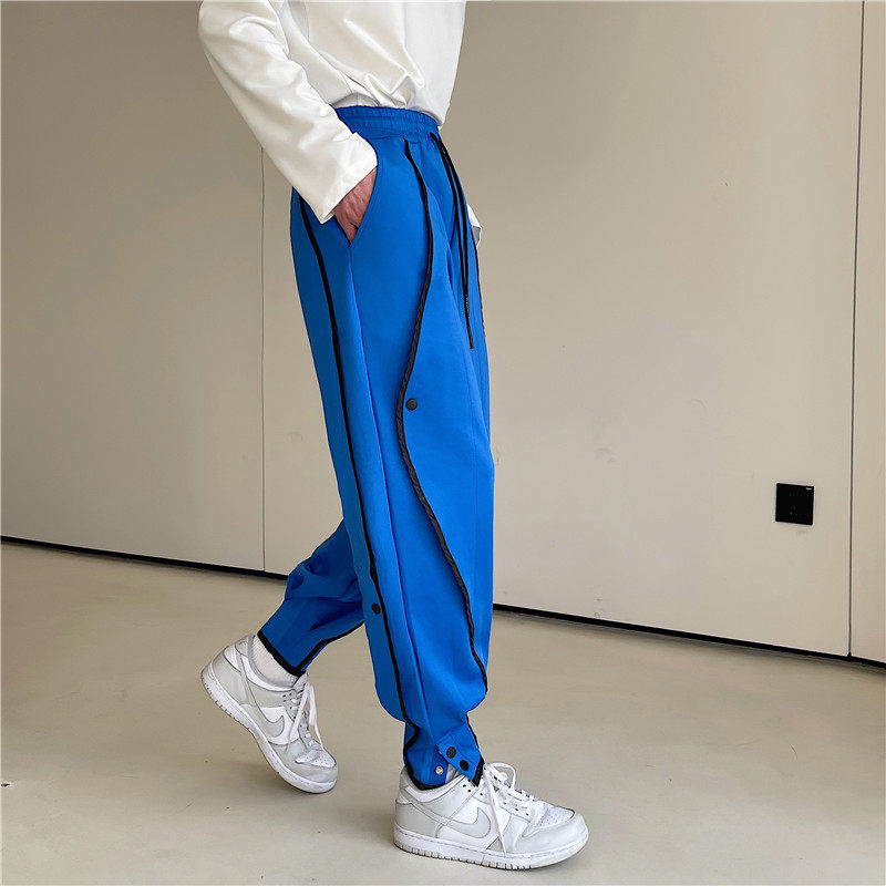 22春季新款个性撞色包条设计潮流宽松休闲高密面料休闲裤F104-P80图片
