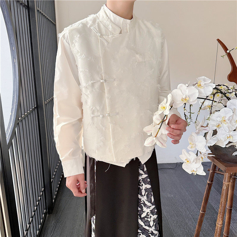 24春夏新款潮流时髦个性设计云纹面料新中式男女同款马甲W20-P90图片