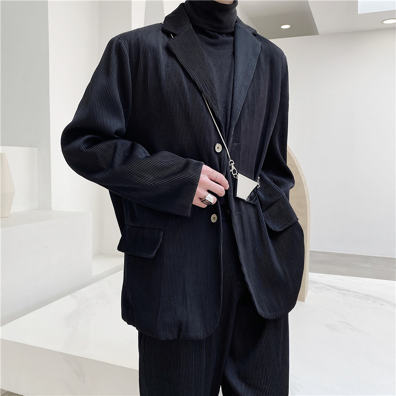 22年春季新款定制百褶面料暗黑风极简西服套装TF23套-P190图片