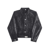 22秋新款时髦个性设计水洗磨砂倒口袋造型黑牛仔短夹克T078-P140，男装夹克，星座1304（原C205）