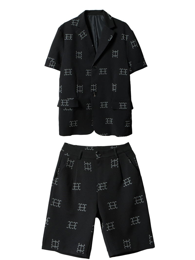21年夏新款未来设计感强反光印花短袖小众潮流西服套装TF22-P175,男装西服套装,星座1304（原C205）