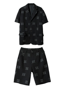 21年夏新款未来设计感强反光印花短袖小众潮流西服套装TF22-P175图片