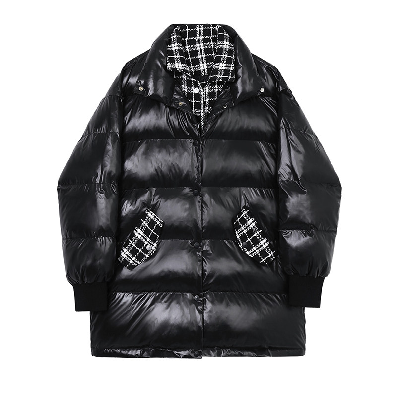 21年冬季新款时髦潮流毛呢格假两件设计宽松中长款羽绒服A07-P190,男装羽绒服,星座1304（原C205）