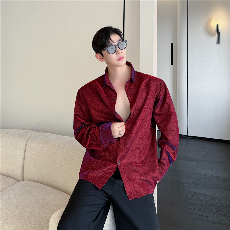 24年秋季新款潮流时髦偏光亮色舞台走秀造型休闲衬衣S304-P75,男装衬衫,星座1304（原C205）