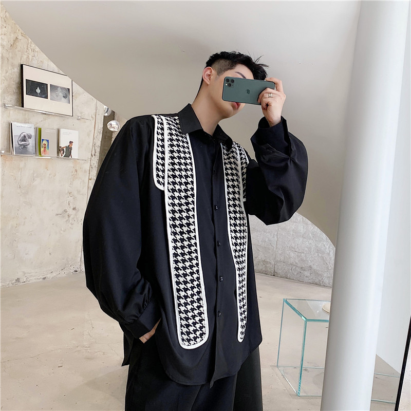 21年春新款个性设计双肩小香风飘带小众设计感假两件衬衣S112-P75，男装衬衫，星座1304（原C205）