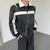 24年秋冬季新款潮流个性撞色皱褶设计小众双开拉链夹克T198-P165，男装夹克，星座1304（原C205）