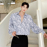 21年秋季新款潮流个性渐变满印高弹面料长袖宽松休闲衬衣S147-P75，男装衬衫，星座1304（原C205）