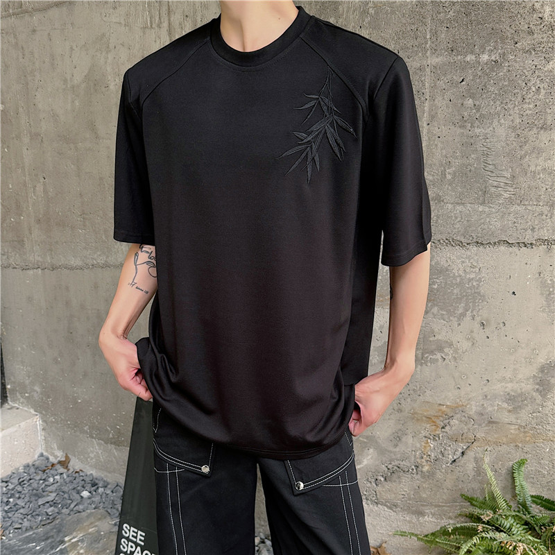 24年夏季新款潮流时髦新风刺绣设计小众大垫肩休闲T恤D38-P70,男装T恤,星座1304（原C205）
