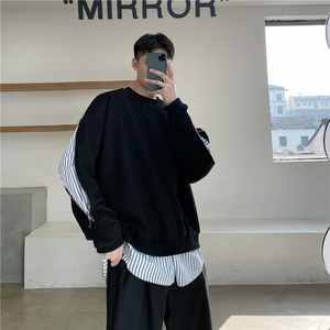 21年秋季新款个性设计小众假两件宽松休闲拉链装饰卫衣H07-P90图片