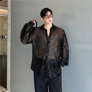 24年秋季新款潮流时髦镂空亮片设计走秀造型小众休闲衬衣S306-P80图片