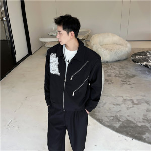 23秋季新款潮流时髦个性定制艺术烫画装饰造型夹克外套T156-P140图片
