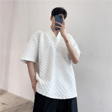 22夏季新款潮流个性华夫格大V领小众设计文艺宽松短袖T恤D06-P60，男装T恤，星座1304（原C205）