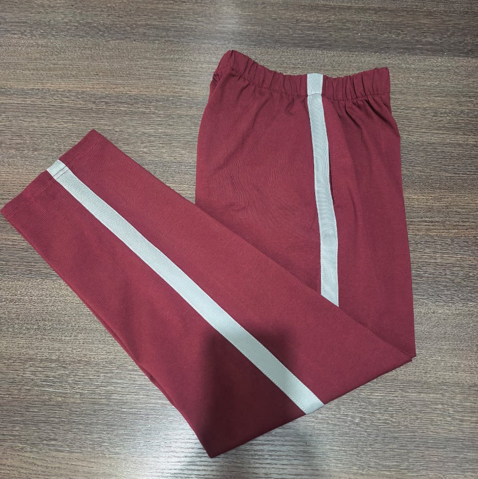 北京学校同款春秋酒红灰色一道杠直筒校裤运动休闲宽松版长裤男女