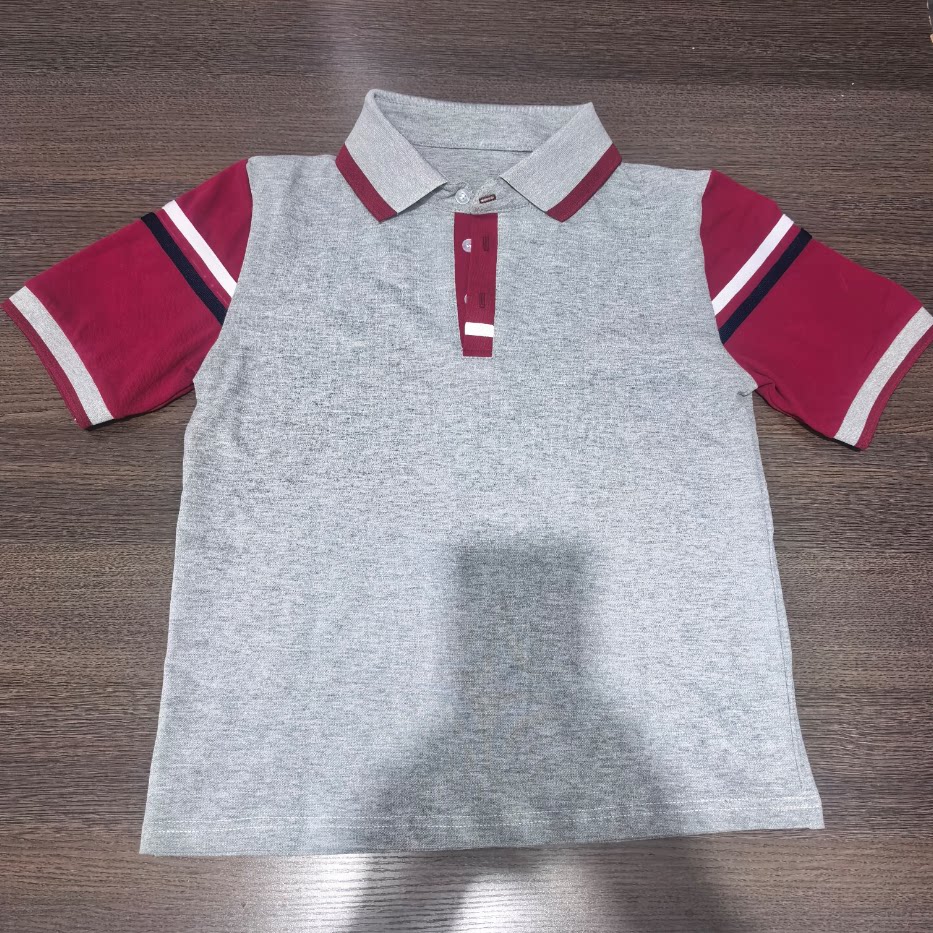 夏季纯棉灰色酒红拼接校服短袖中小学生宽松舒适运动休闲T恤背心