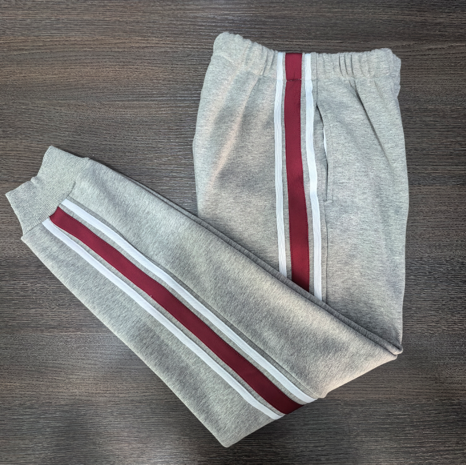 春秋冬季加绒保暖灰色收口校服裤