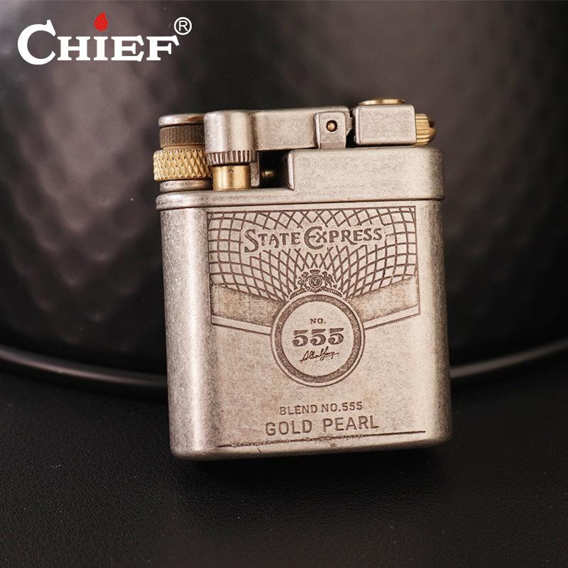 首领CF311摩托佬复古半自动侧滑轮油机高颜值古董礼物纯铜打火机