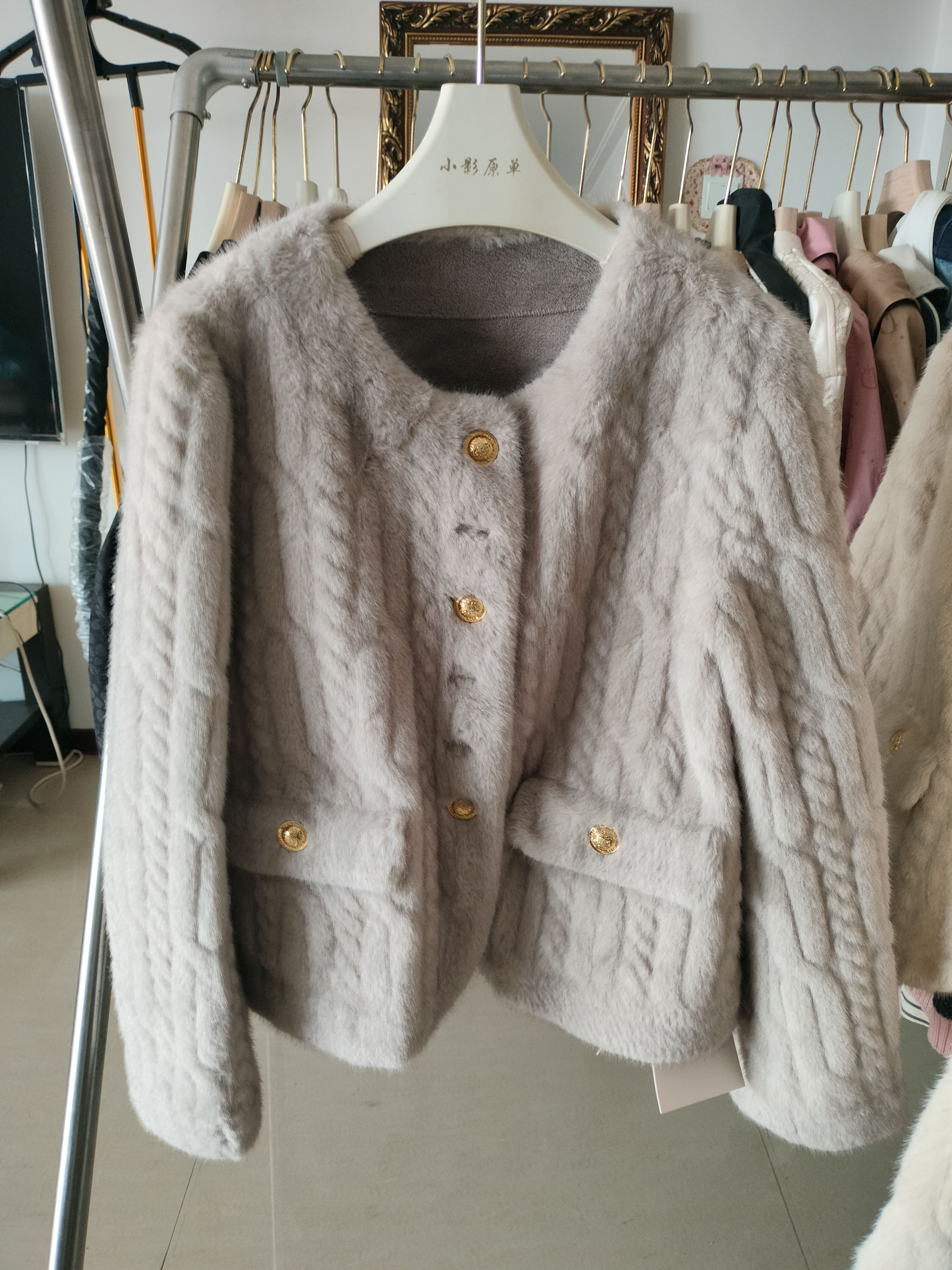 2024秋冬新款小香风毛毛外套女短款加厚保暖仿水貂绒上衣