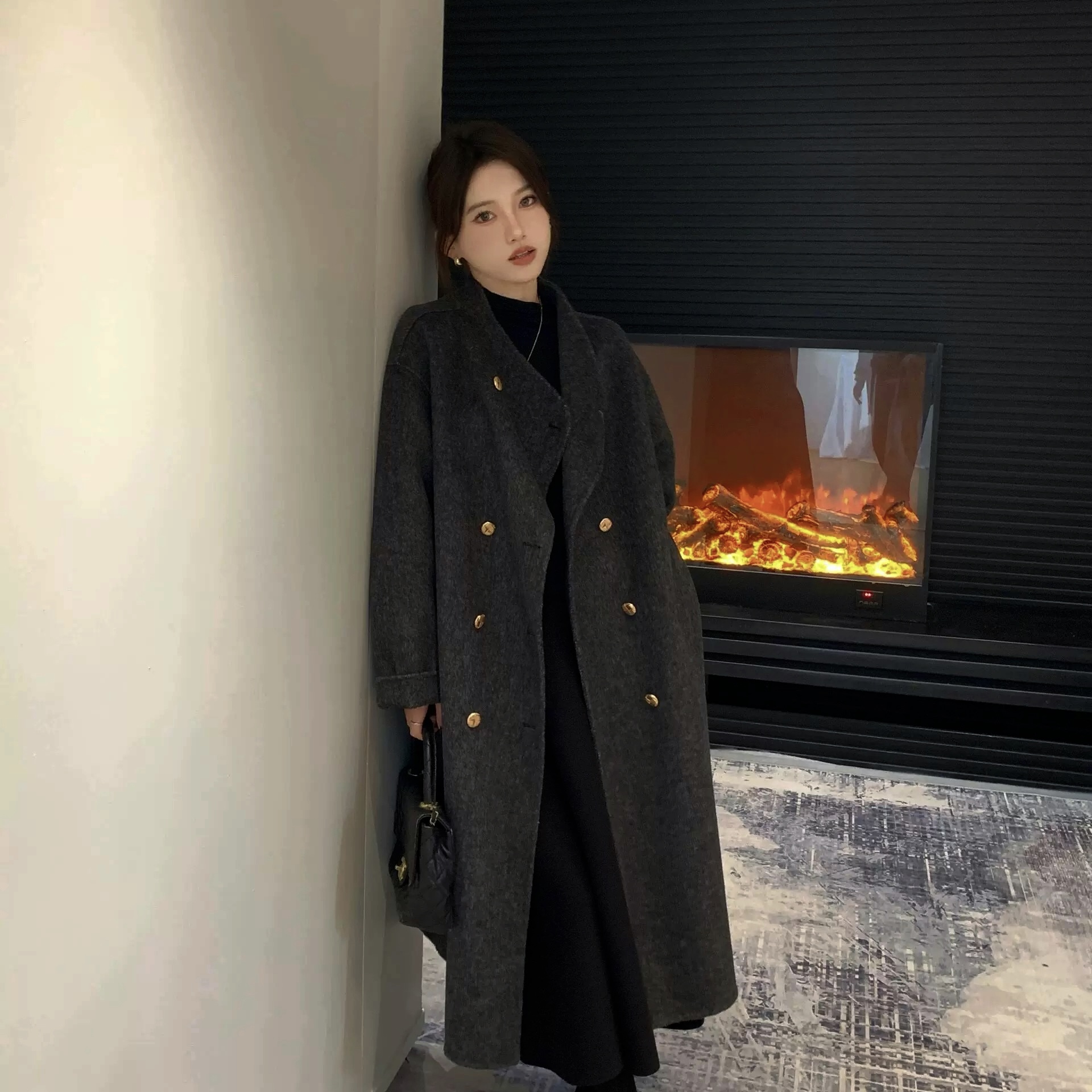 小小幸运2025秋冬新款双面羊绒大衣女100%纯羊毛呢外套长款韩版