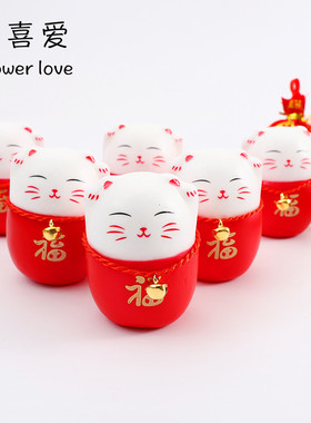 花喜爱2015招财猫福桶冬青挂件喜庆装饰红色泡沫猫年宵花配件花店