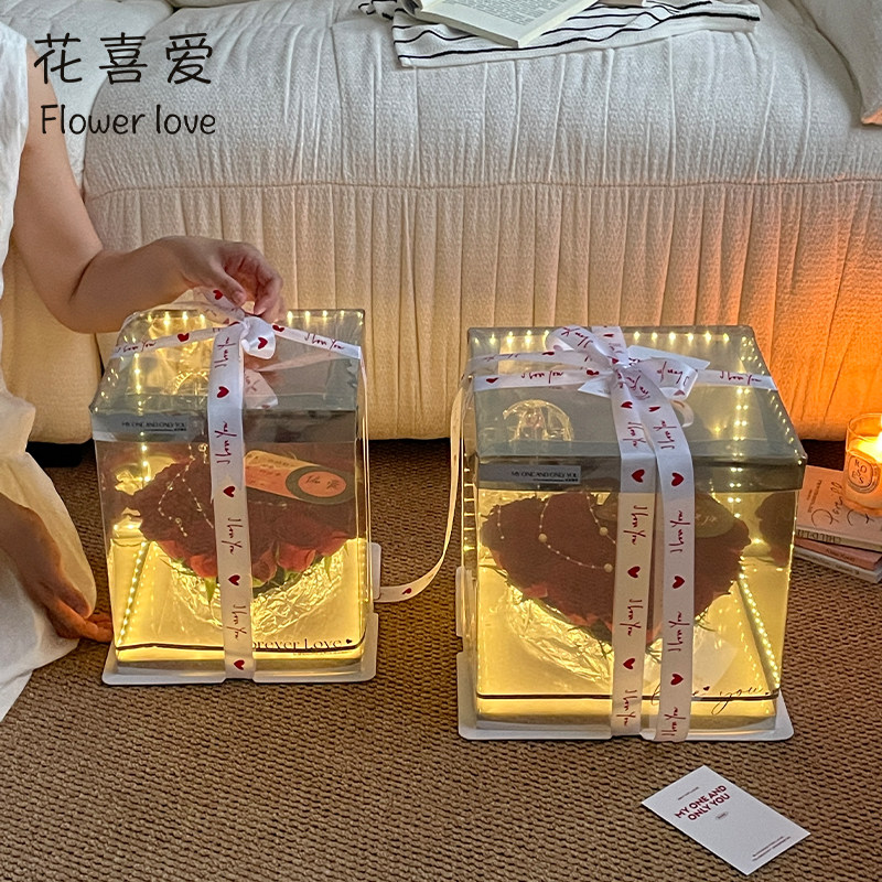 透明PVC花盒鲜花包装插花盒礼物
