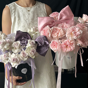 花店 花结节日包花材料鲜花包装 花喜爱网红新款 花束蝴蝶结公主