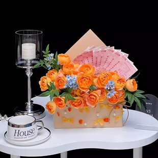 【花喜爱】冬天的第一封情书精致花束信封鲜花牛皮包花纸花艺资材