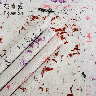 花喜爱母亲节花束包装纸东方墨染浮雕纸花艺防水风华纸彩条纸花店