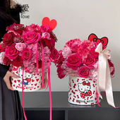 网红花束抱抱桶蝴蝶结小猫插花盒花束包装 纸生日礼物送女友闺蜜