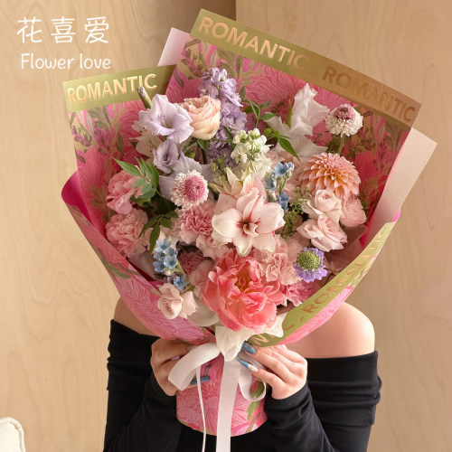 花喜爱轻奢烫金油画纸花艺包花纸