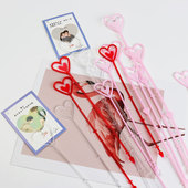 材料 心形花插签花束卡片夹花店用品 鲜花包装 塑料花叉花束材料