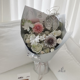 花喜爱 KT卡通浮雕立体银贴纸鲜花花束配件手工diy花艺包装资材