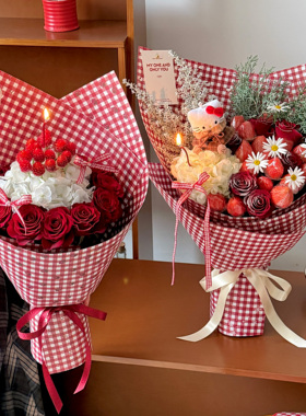 花喜爱【2026新款】加厚150克复古蝴蝶结KT猫系列包装纸花店资材