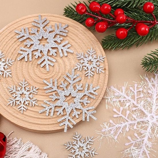 花喜爱 圣诞雪花铃铛装饰圣诞树礼物配饰挂件节日氛围手工diy材料